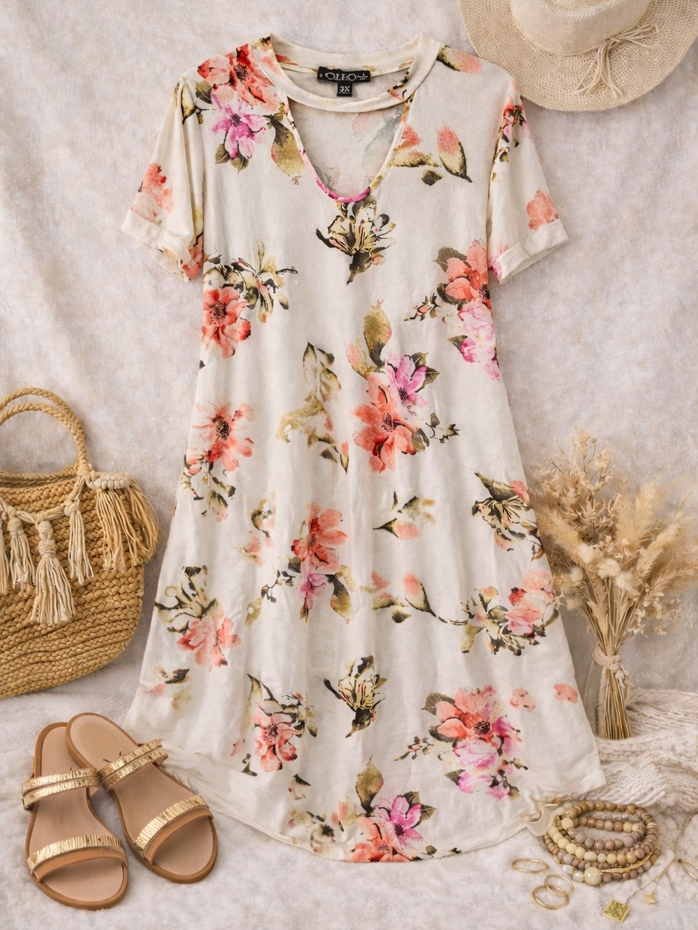 Cleo Floral Shift Dress 3X Flowy Floral Boho